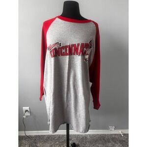 Stitches Men's Cincinnati Reds gray‎ Baseball Raglan T-Shirt Long Sleeve XL